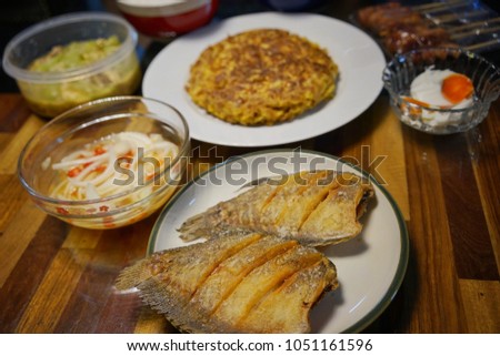 Snake Skin Gourami, Fried fish at Bangkok,Thailand
