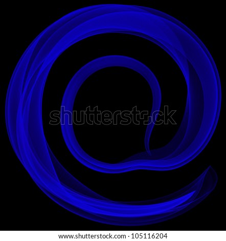 Abstract symbol of AT. Sapphire smoke on a black background.