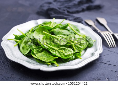 fresh spinach leaves on plate, green spinach,baby spinach, stock photo