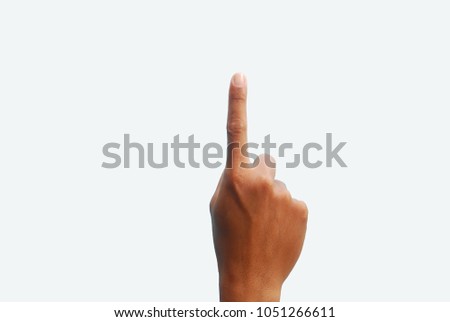 a man's hand with a symbol on  white background