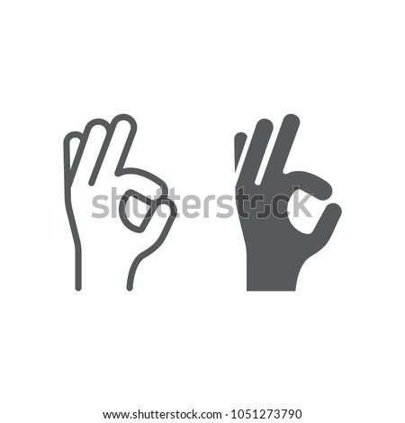 Gesture okay line and glyph icon, e commerce and marketing, best choice sign vector graphics, a linear pattern on a white background, eps 10. Royalty-Free Stock Photo #1051273790