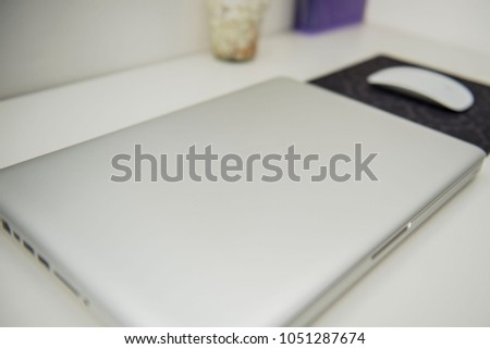 White desk computer