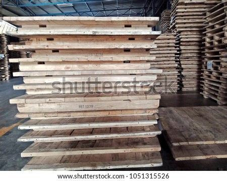 Stacks of Wooden pallets for industrial.