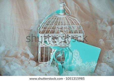 Blue turquoise color wedding bridal details at the window