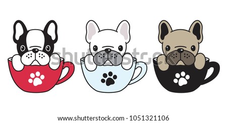dog vector logo icon french bulldog pug illustration dog bone coffee cup cartoon