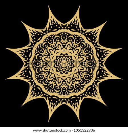Vector hand drawn flower symbol illustration. Color mandala design. For fashion, surface design