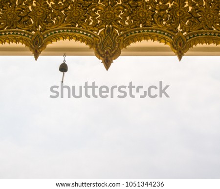 bell hang on the roof of the temple in Thailand