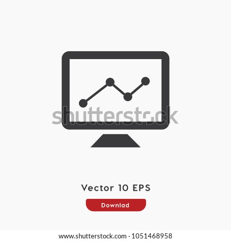 Tv with diagram vector icon. Screen with chart symbol. Best modern flat pictogram illustration for web and mobile apps design