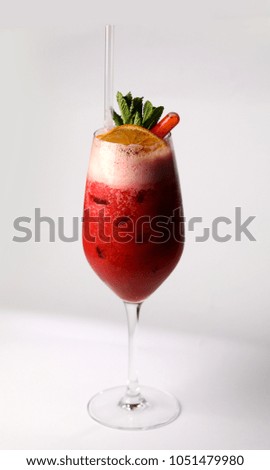 Raspberry cocktail on white background