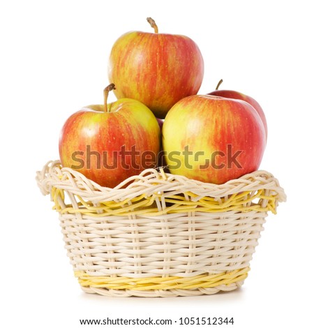 Basket of apples on white background isolation