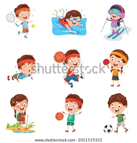 Vector Illustration Of Kids Sports