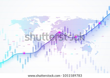 Stock market and exchange. Candle stick graph chart of stock market investment trading. Stock market data. Bullish point, Trend of graph. Vector illustration