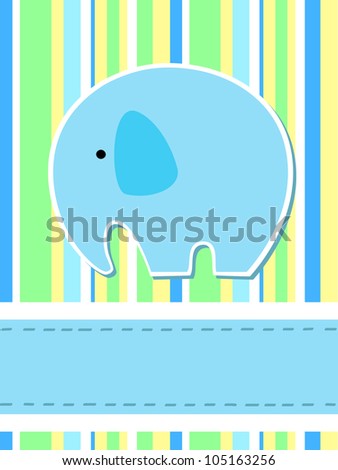 greeting card with stripes and elephant