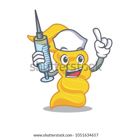 Nurse fusilli pasta character cartoon