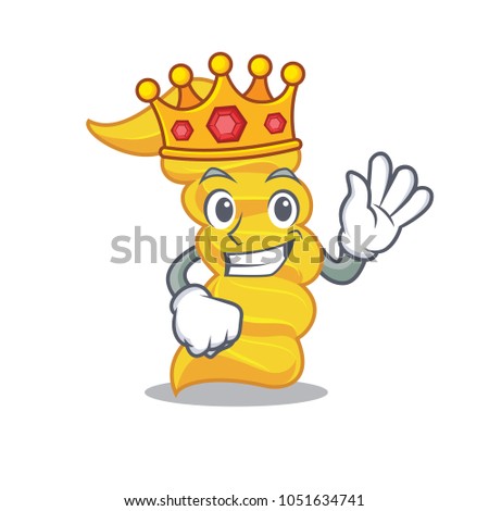 King fusilli pasta mascot cartoon