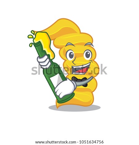 With beer fusilli pasta mascot cartoon