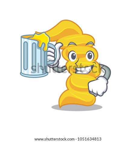 With juice fusilli pasta mascot cartoon