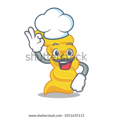 Chef fusilli pasta character cartoon