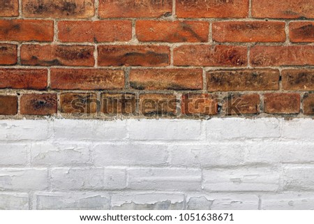 Close Up of an Orange and White Exterior Brick Wall
