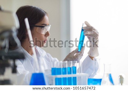 Test Pharmaceutic at manufacture on Pharmaceutical factory  for facility  people in Clean  hospital industrial.Expert Scientist Biology Testing New Manufacturing stuff food products in lab  Royalty-Free Stock Photo #1051657472