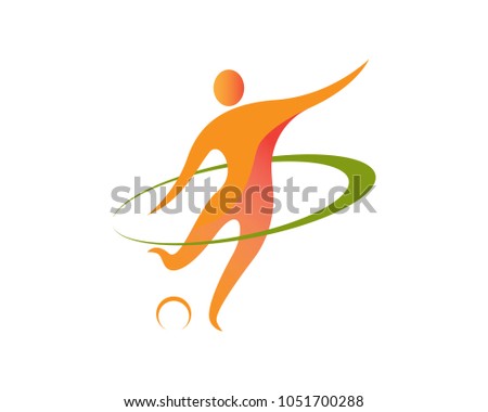 Abstract Professional Soccer Player Logo Illustration In White Isolated Background