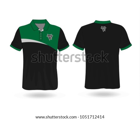 T-shirt Polo design sport with Green stripe and logo Template for design on white background. Vector illustration eps 10.