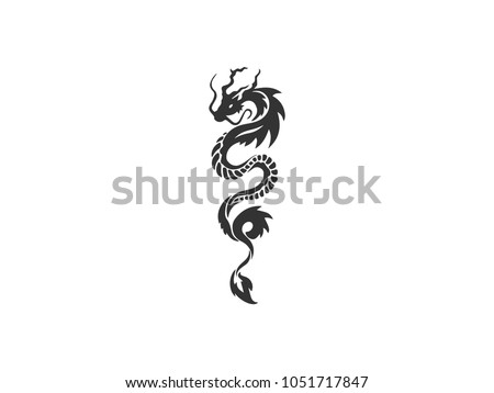 Draw character dragon body made with lines isolate on white background.Vector illustration EPS 10. Royalty-Free Stock Photo #1051717847