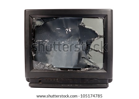 Old TV with broken screen