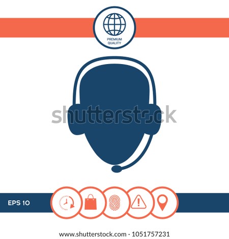 Operator in headset. Call center icon