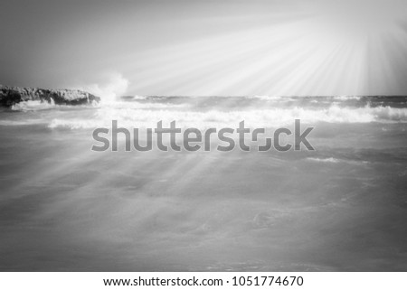 beautiful beach with waves in the nature of the background