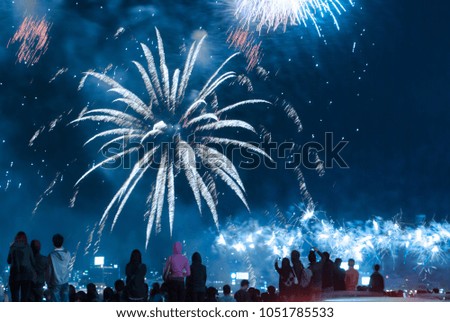 Fireworks viewed from urban Bridge