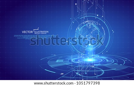 Three-dimensional interface technology, science fiction scene. Royalty-Free Stock Photo #1051797398