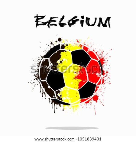 Abstract soccer ball painted in the colors of the Belgium flag. Vector illustration