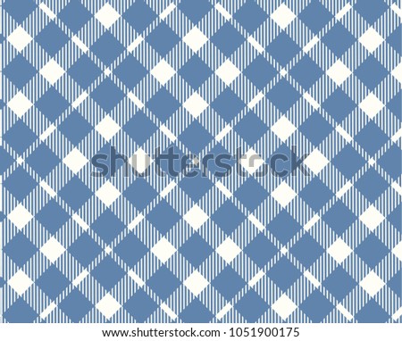 Blue Gingham pattern. Texture from rhombus/squares for - plaid, tablecloths, clothes, shirts, dresses, paper and other textile products. Vector illustration.