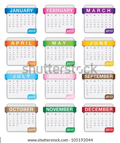 Calendar 2013 Template Royalty-Free Stock Photo #105192044