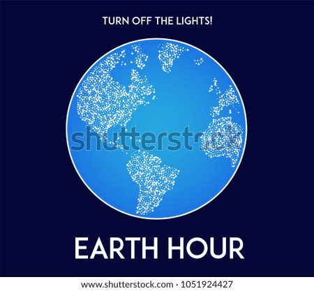 Earth hour Illustration. March 25. Our planet sleeps. Flat design vector illustration for web banner, web and mobile, infographics. 