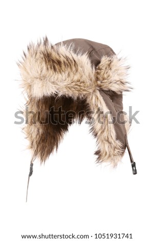 Warm winter sport, brown hat isolated on white background