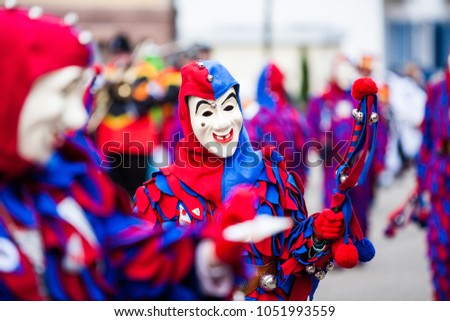 Joker by Festival called Narrenumzug. It is a carnival in southern Germany in the period of traditional german celebration called Fasnacht.