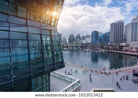 
Sydney Darling Harbour, Cityscape in the Evening, with the City Skyline in the Background Royalty-Free Stock Photo #1052013422