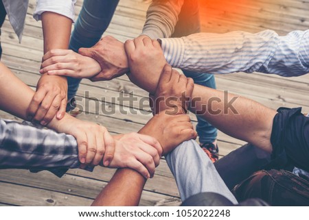 People Hand Assemble Corporate Meeting Teamwork Concept Royalty-Free Stock Photo #1052022248
