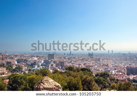 Barcelona aeriall view on sunny spring day