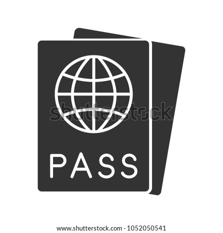 International passport glyph icon. Identity document. Silhouette symbol. Negative space. Vector isolated illustration
