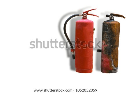 Fire extinguishers old and damage on white background,with clipping path
