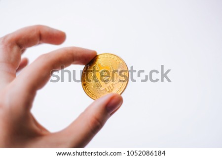 bitcoin . Cryptocurrency coin. Electronic payments
