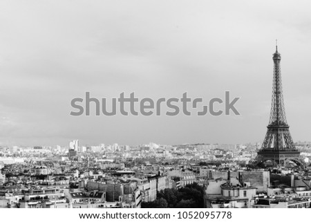 Top view of Paris and the Eiffel Tower