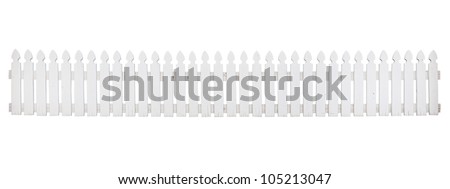 Old white wooden fence on white background Royalty-Free Stock Photo #105213047