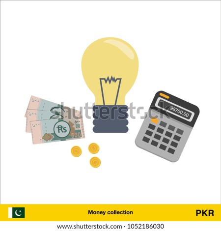 Idea makes money . Pakistan rupee banknote. Business finance concept vector illustration.

