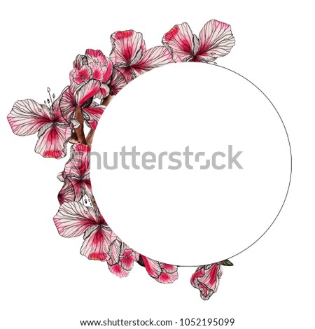 Watercolor floral wreath. Hand drawing spring flovers.