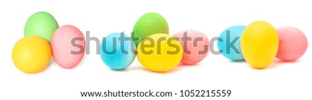 Easter eggs decoration isolated on white background. Colorful holidays banner