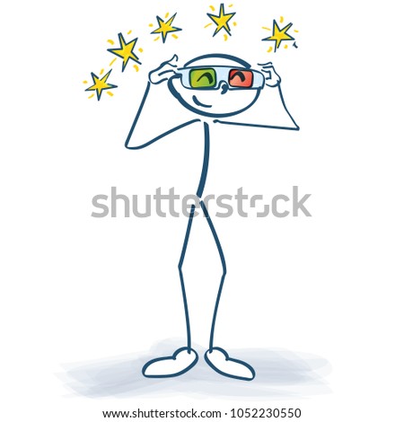 Stick figure with 3D glasses and fun